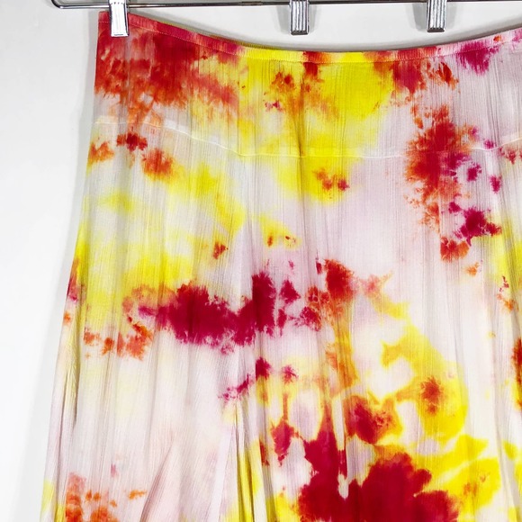 Ruby Rd Womens Plus Size 22W Skirt Tie Dye Ruby Jewel Midi Pink Yellow 1032 - Picture 9 of 11